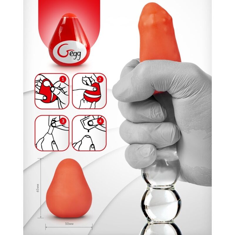 Oeuf masturbateur texturé réutilisable rouge
