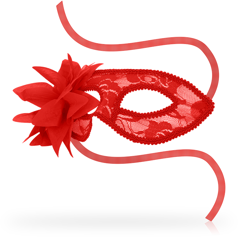 Masques masques dentelle et fleur rouge