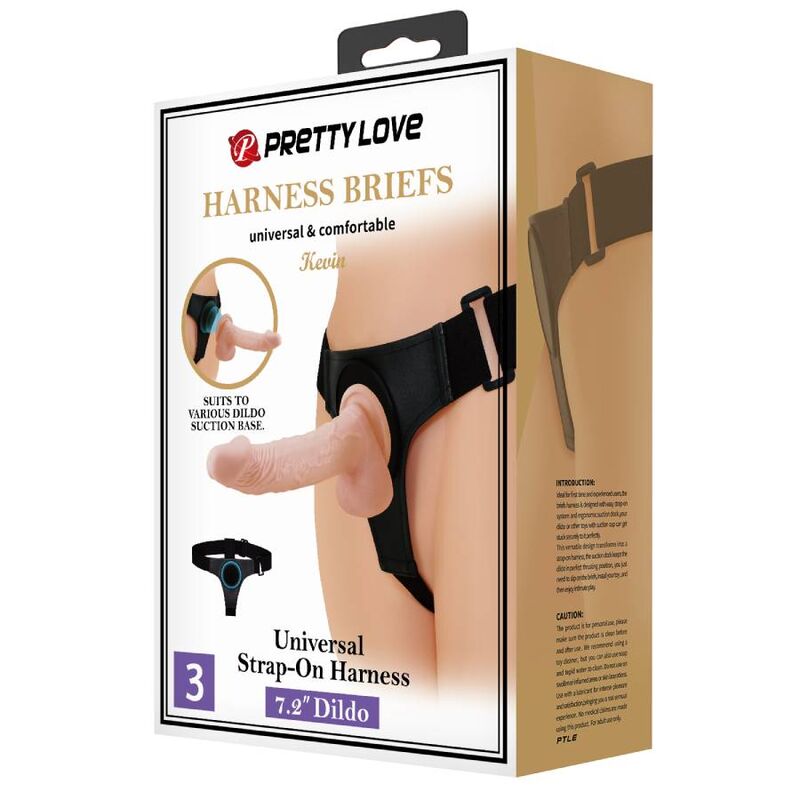 Slip harnais harnais universel avec gode kevin 19 cm naturel