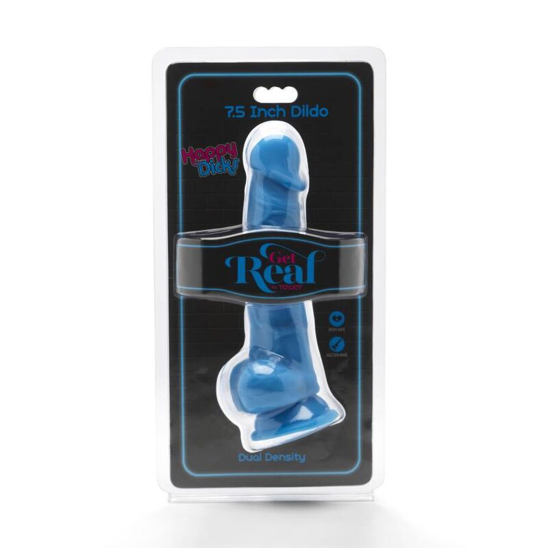 Happy dicks 19 cm avec balles bleu