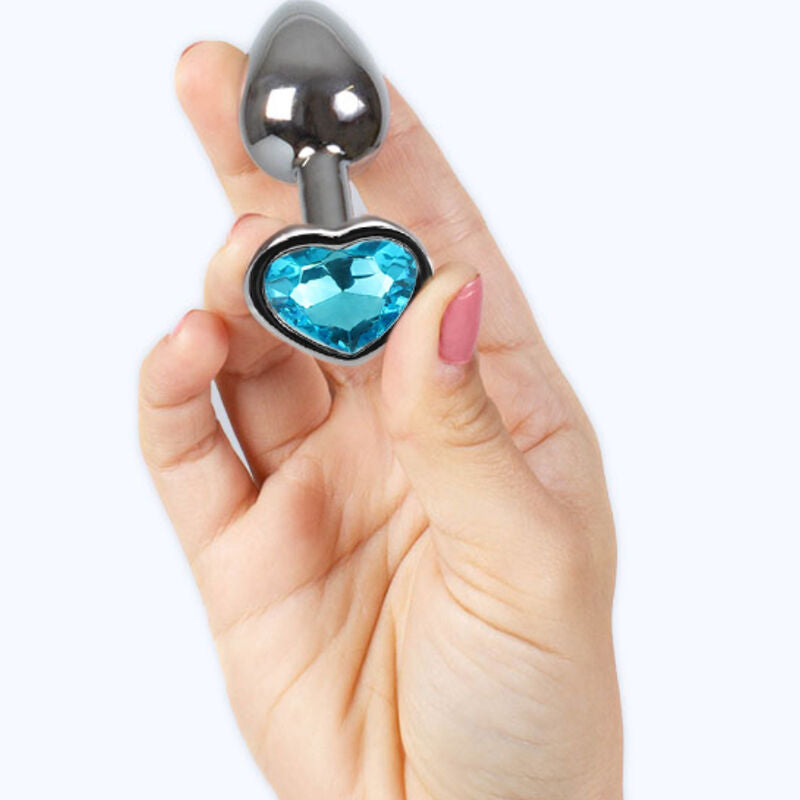 Plug anal en métal coeur bleu petite taille 7 cm