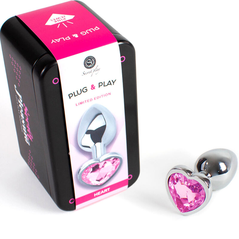 Plug anal en métal coeur fuchsia petite taille 7 cm