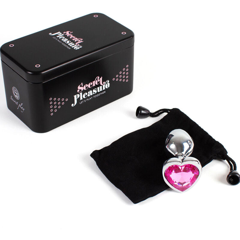 Plug anal en métal coeur fuchsia petite taille 7 cm