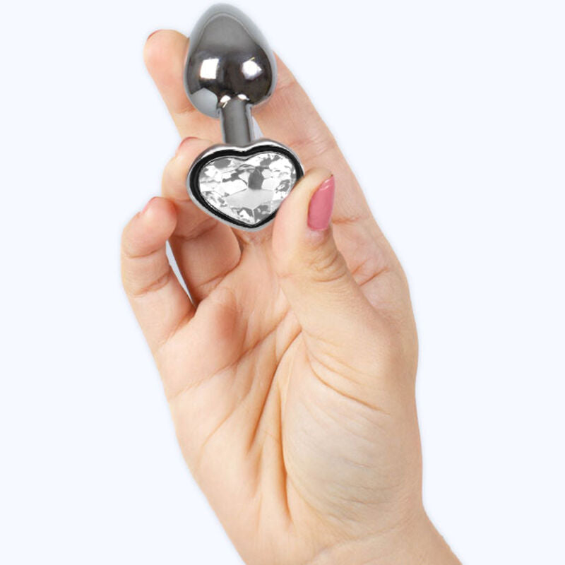 Plug anal en métal coeur cristal clair petite taille 7 cm