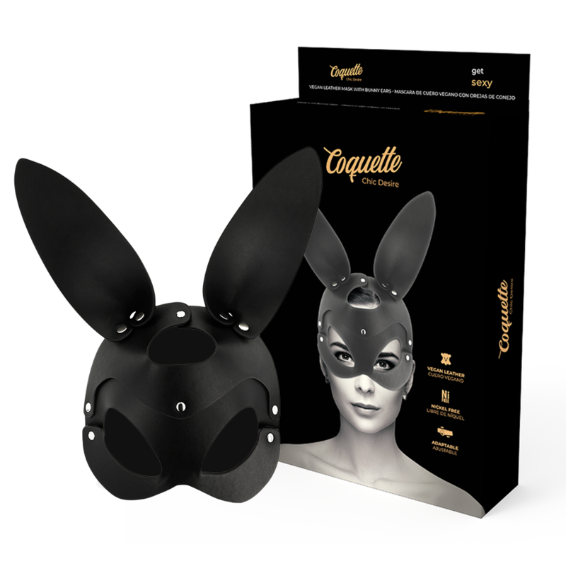 Masque en cuir vegan avec oreilles de lapin