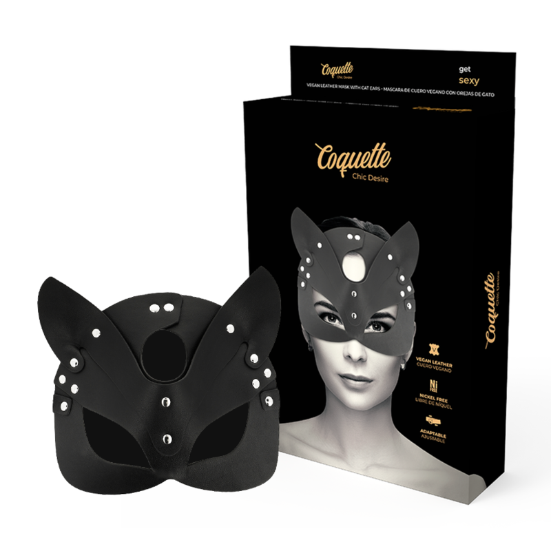 Masque en cuir vegan avec oreilles de chat