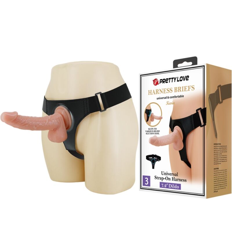 Slip harnais harnais universel avec gode kevin 19 cm naturel