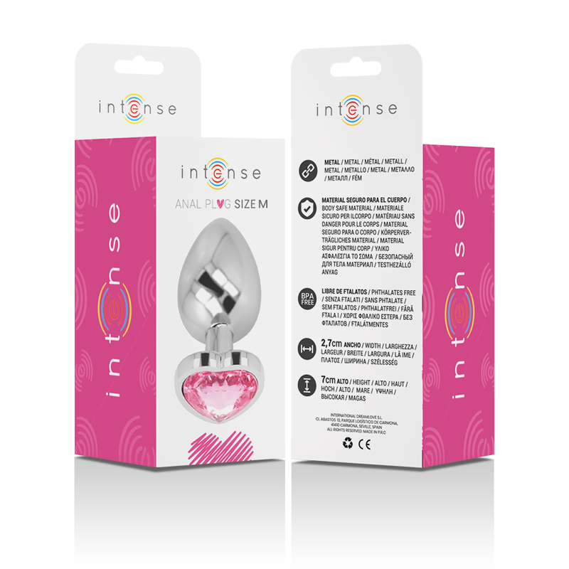Plug anal en métal aluminium coeur rose taille m