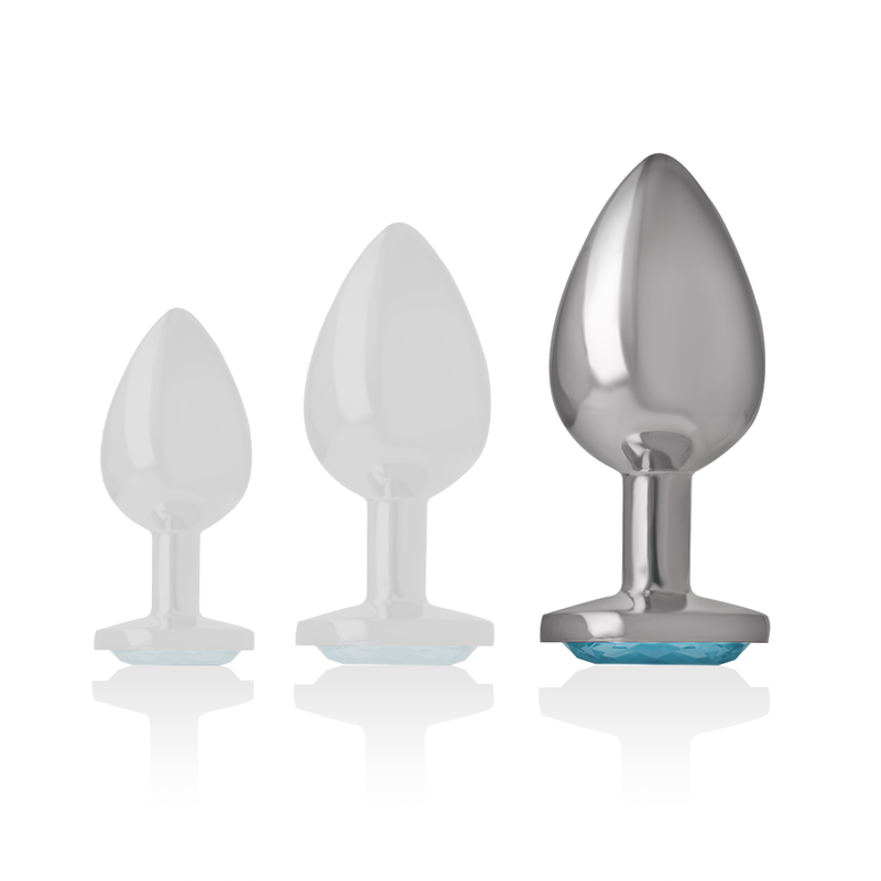 Plug anal métal aluminium coeur bleu taille l
