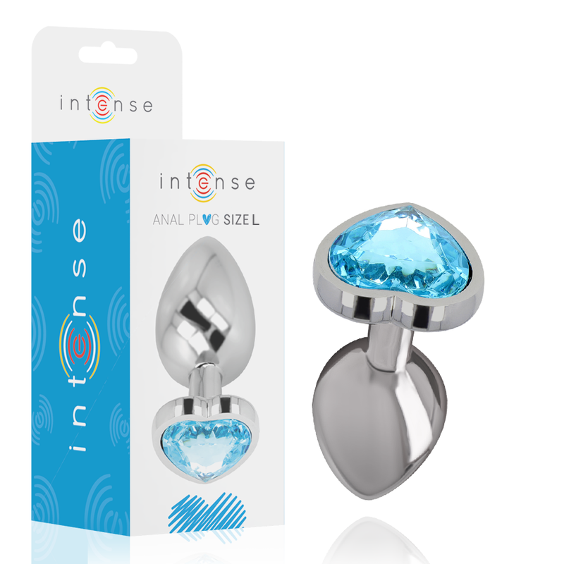 Plug anal métal aluminium coeur bleu taille l