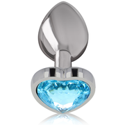 Plug anal métal aluminium coeur bleu taille l