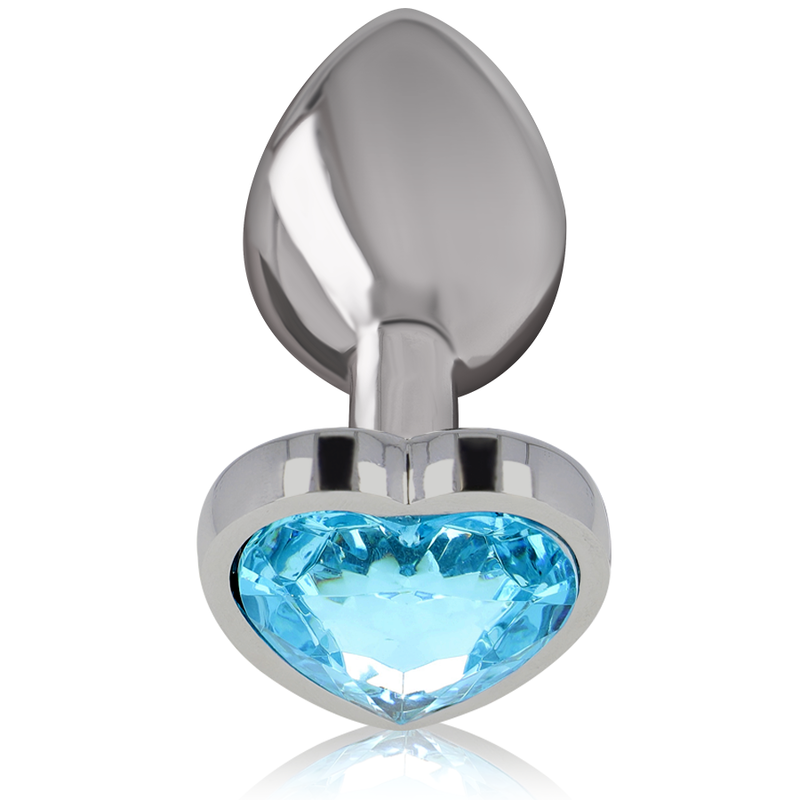 Plug anal métal aluminium coeur bleu taille l