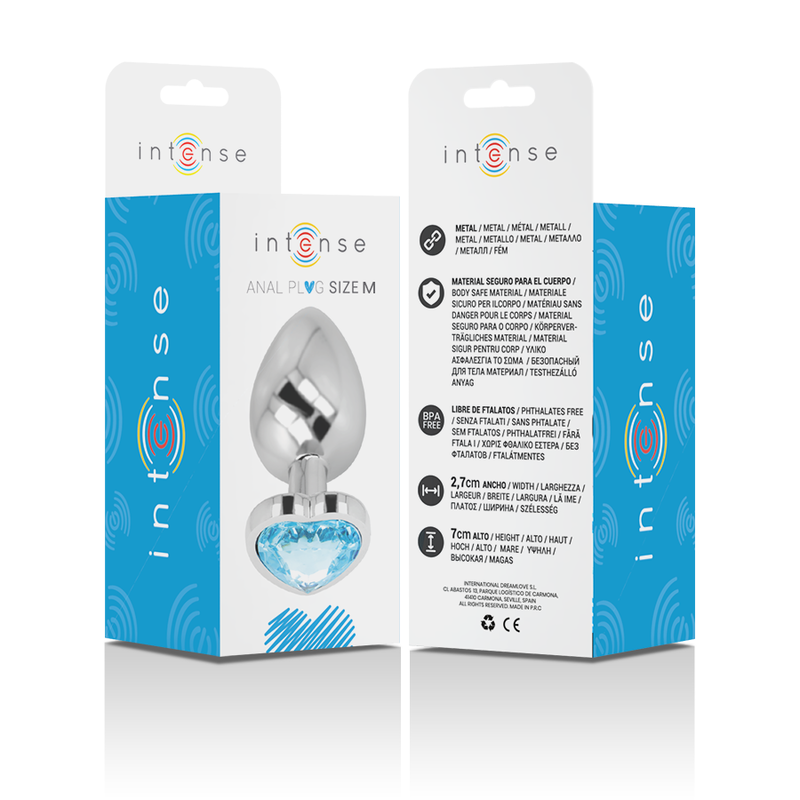 Plug anal métal aluminium coeur bleu taille m