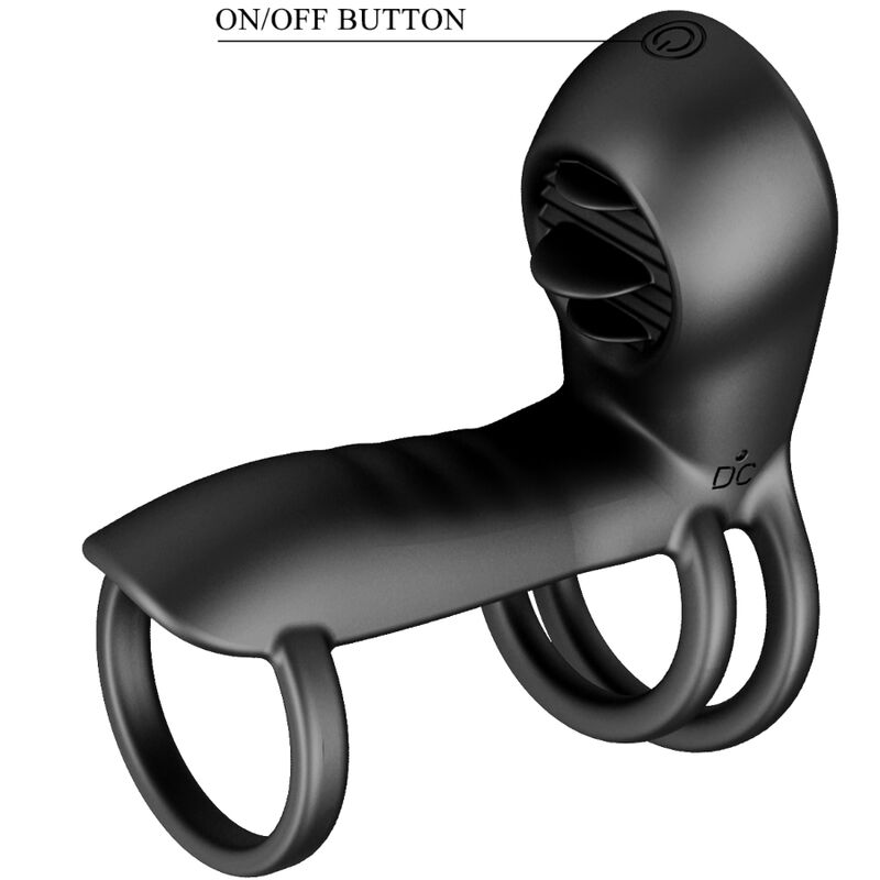 Gaine pénis jammy 12 vibrations avec langue en silicone rechargeable