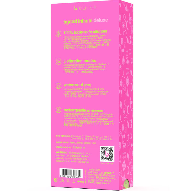 Vibrateur rechargeable b swish - bgood infinite deluxe silicone rose