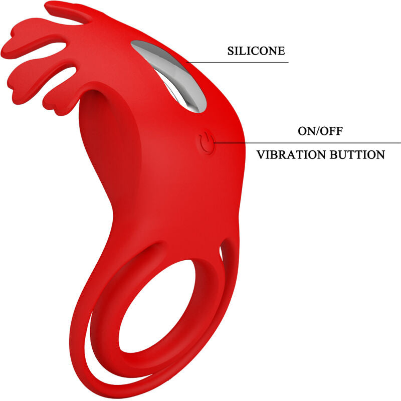Anneau vibrateur ruben 7 vibrations silicone rouge