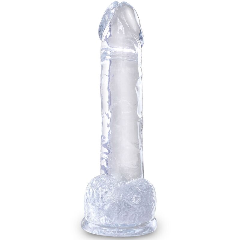 Clear pénis réaliste avec boules 15.2 cm transparent