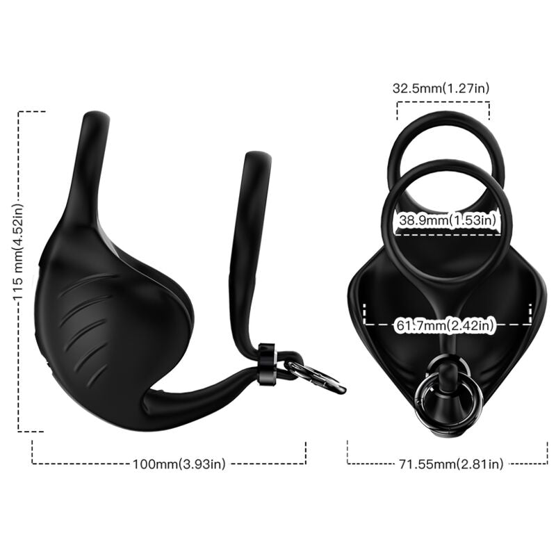 Anneau vibrateur manta scrotum télécommande noir