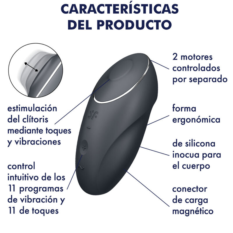 SATISFYER - TAP & CLIMAX 1 VIBRATEUR LAY-ON GRIS