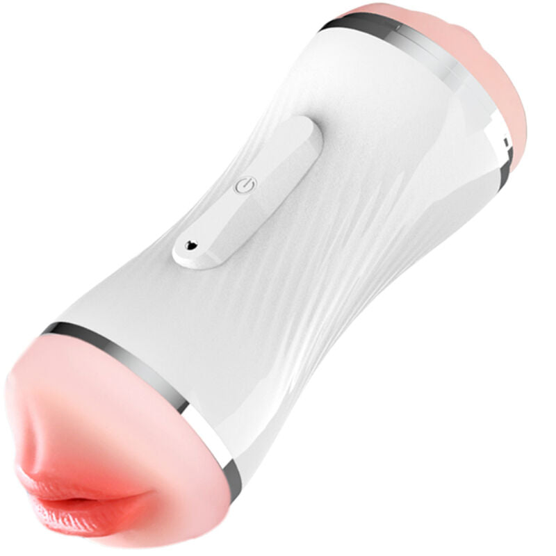 Masturbateur double vibrateur vagin et bouche blanc