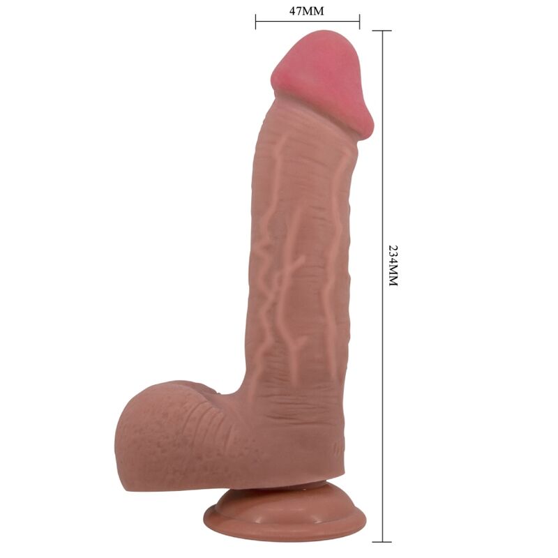 Série sliding skin gode réaliste avec ventouse sliding skin marron 23,4 cm