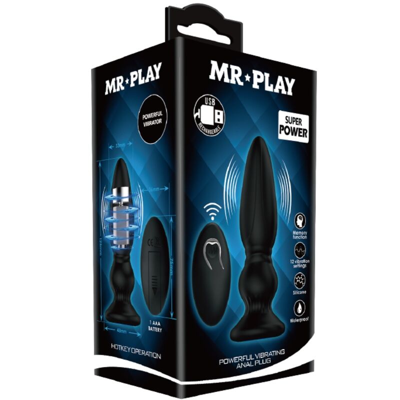 Puissant vibrateur télécommande plug anal noir