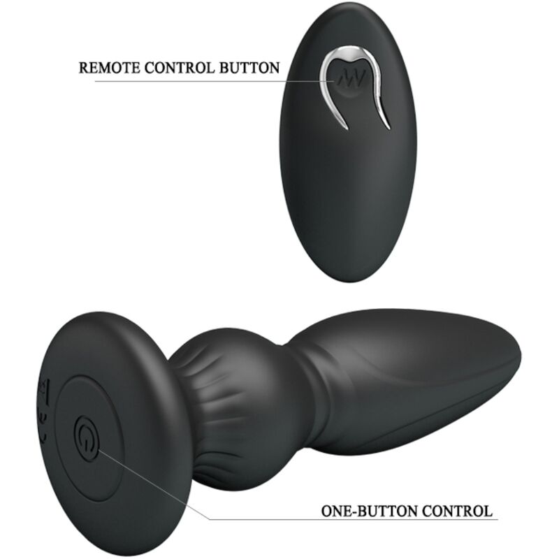 Puissant vibrateur télécommande plug anal noir