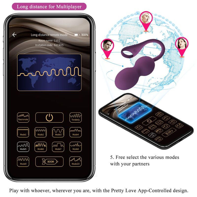 Elvira kegel balls app télécommande violet