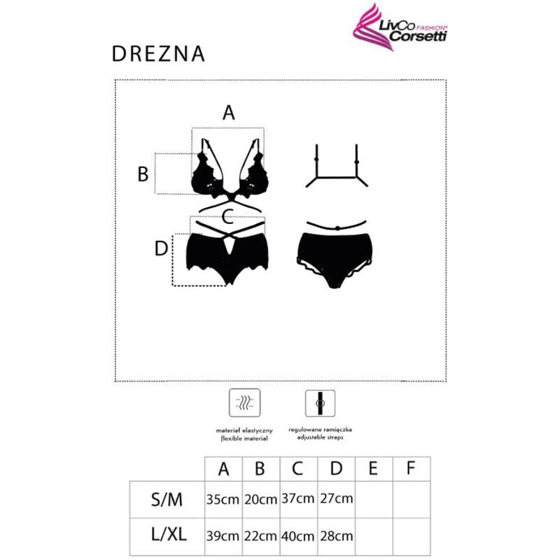 Drezna lc 90733 sujetador + panty negro