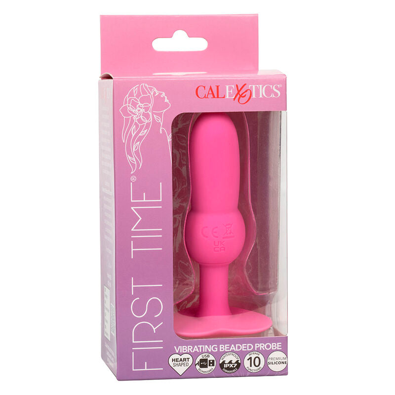First time sonde anal plug perlée 10 vibrations rose