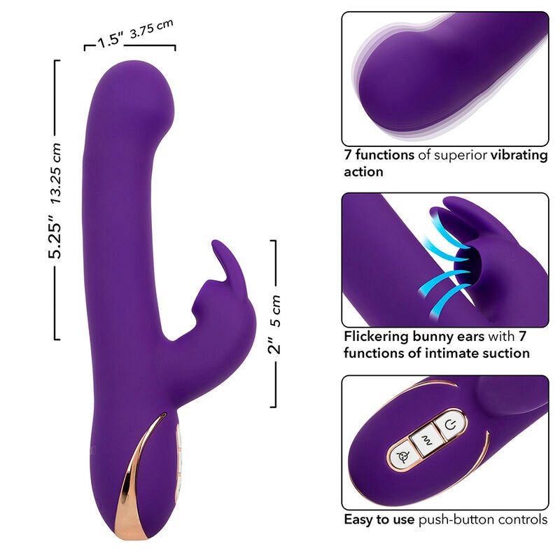 CALEXOTICS - JACK RABBIT VIBRATEUR ET STIMULATEUR 7 NIVEAUX DE VIBRATION ET ONDES STIMULANTES BLEU