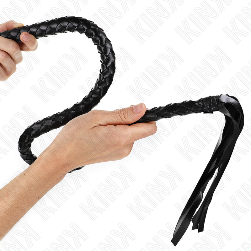 Fouet serpent avec anneau à main noir 65 cm