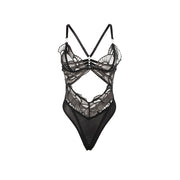 SUBBLIME - 955212 BODY TRANSPARENT AVEC DENTELLE CREUSE NOIRE S/M