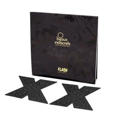 Indiscrets flash cross nipple caps noir