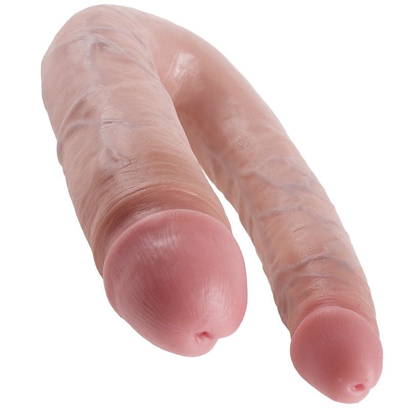 Gode double pénétration 17.8 cm naturel