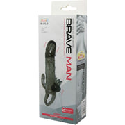 Couvre-pénis brave man avec stimulation clito et anal double bullet noir 16.5 cm