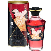 Huile de massage effet chaleur fraises et cava 100 ml