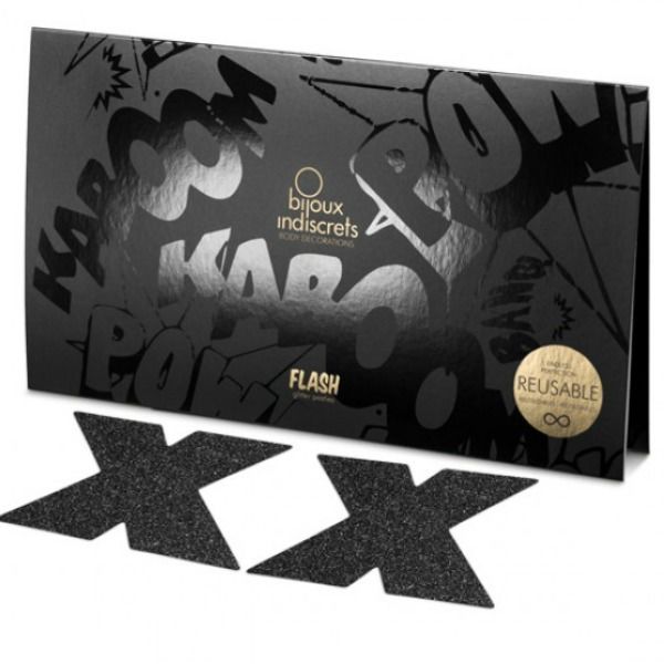 Indiscrets flash cross nipple caps noir